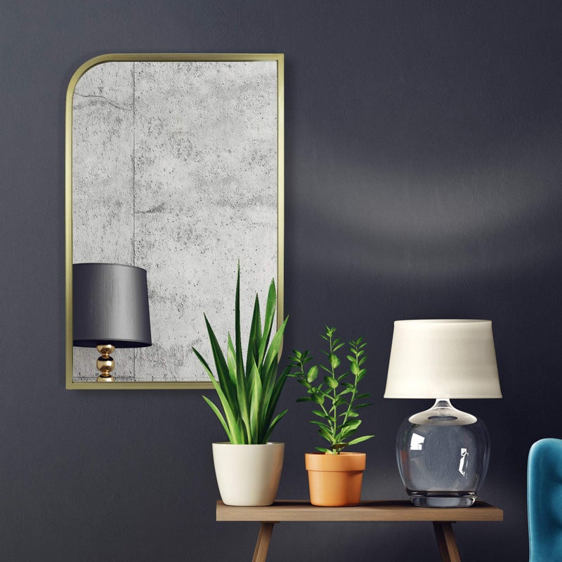 Patton Wall DÃ©cor Patton Wall Decor Gold Metal Rounded and Pointed Rectangular Wall Mirror, 31.5" - Image 3